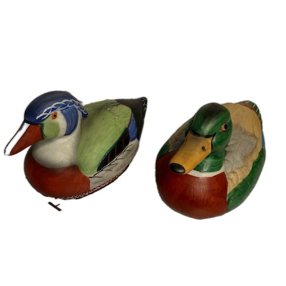 Vintage Jasco Ceramic Duck Lint Remover Brush Green Winged Teal and Wood Ducks - Picture 2 of 9